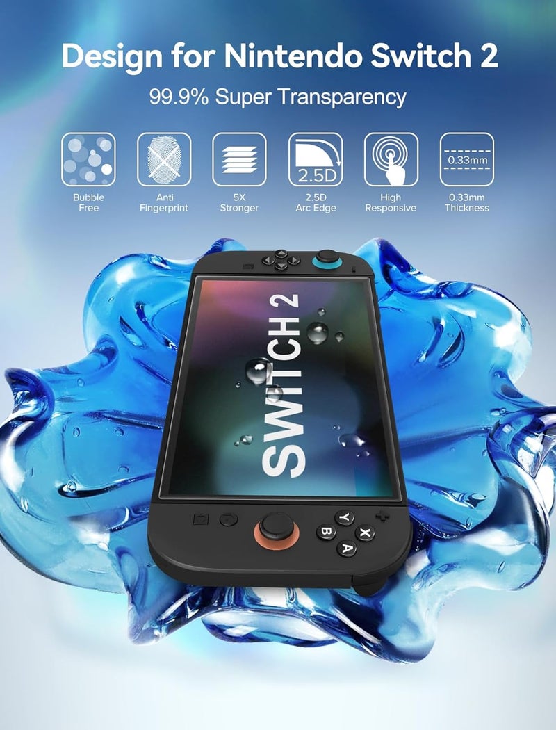 ivoler Screen Protector [2 Pack] Matte Tempered Glass for Nintendo Switch 2 7.9 inch, Matte Anti Glare Screen Protector with [Alignment Frame] Anti-Scratch Full Coverage Guard for Nintendo Switch 2 - Image 2